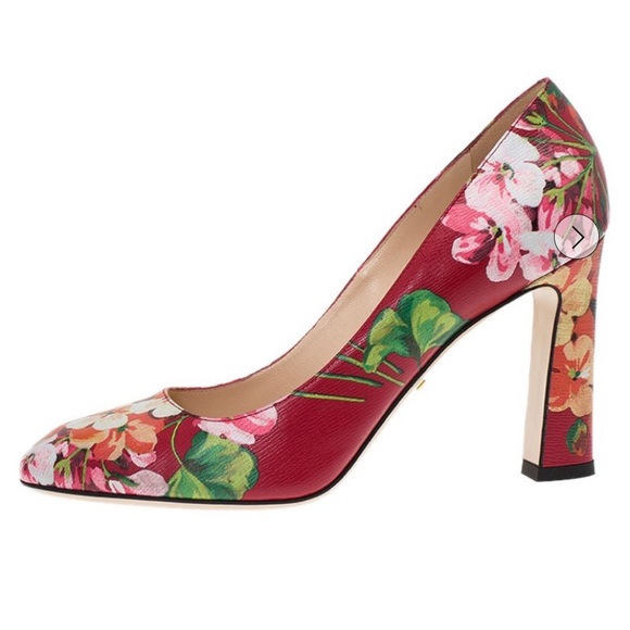 Gucci Bloom Floral Block Heels + Dustbag + Box - Picture 2 of 10